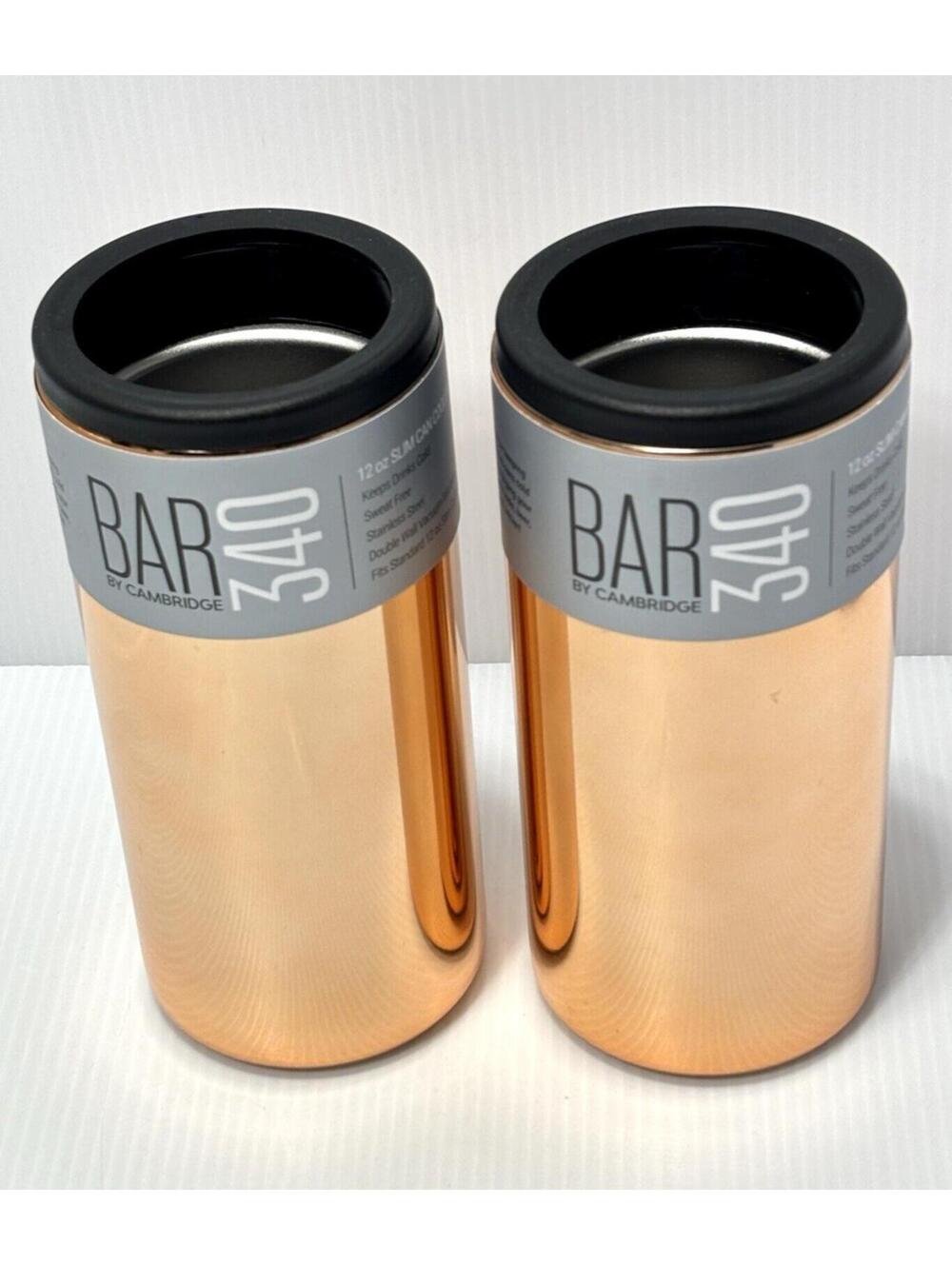 Bar 340 by Cambridge Slim Can Cooler 12oz Rose Gold Stainless Insulated 2PK NWT